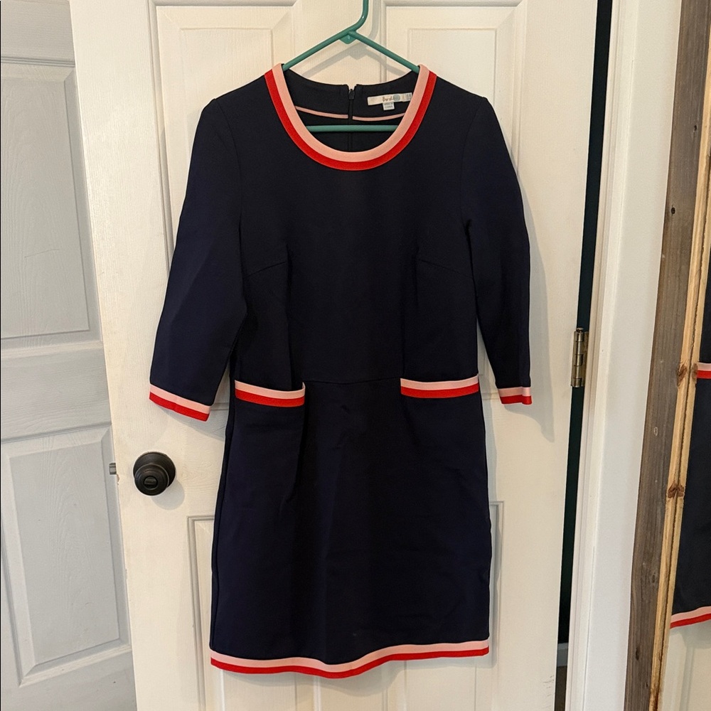 Boden Navy Dress with Red and pink Accents